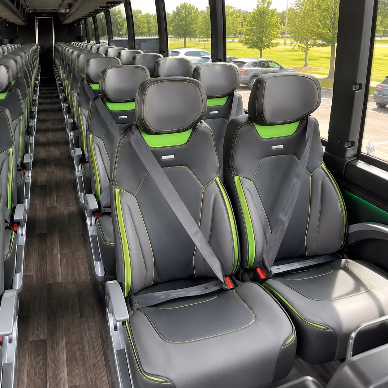 56 passenger charter bus inside